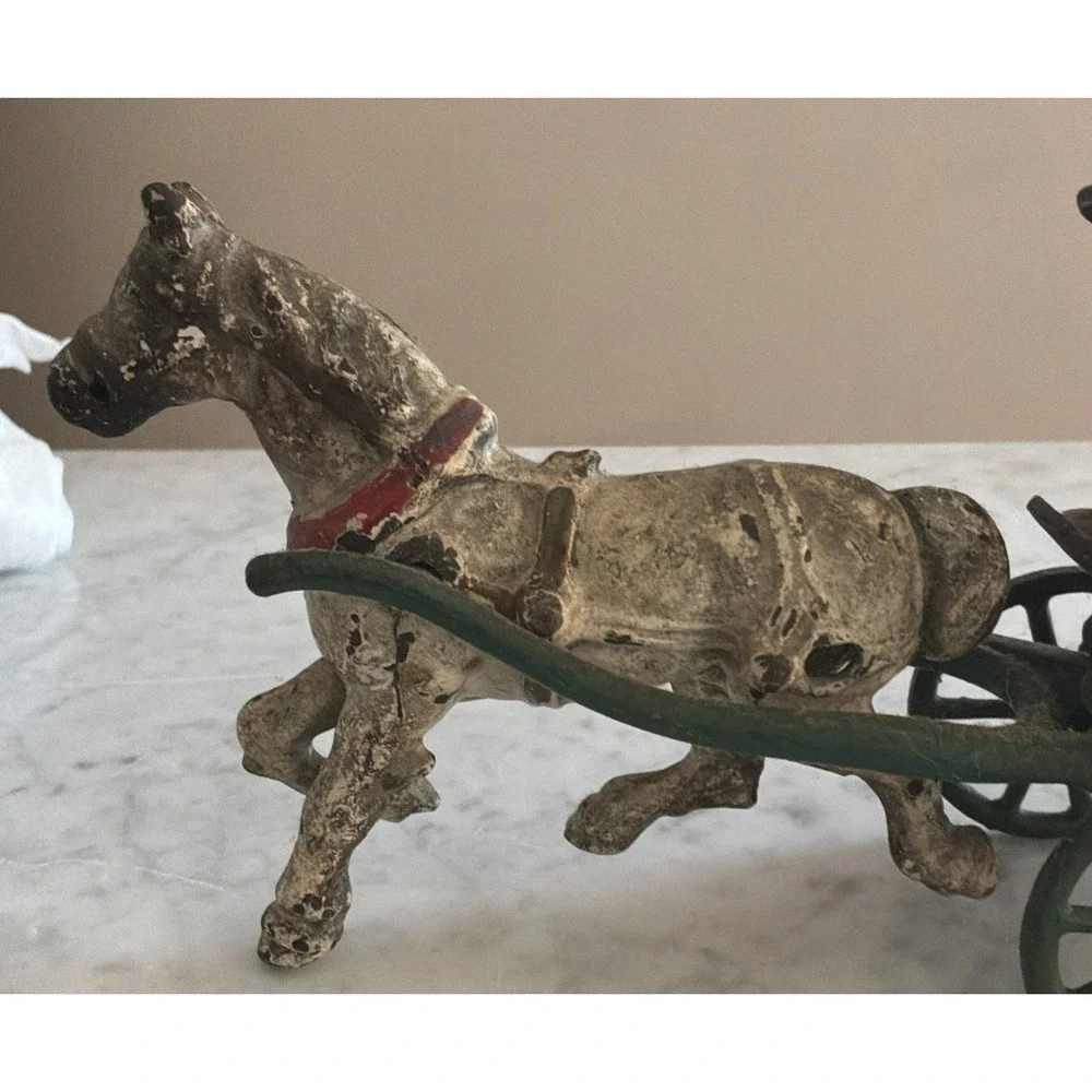 Antique Cast Iron Horse Drawn Ice Wagon Early 1900s
